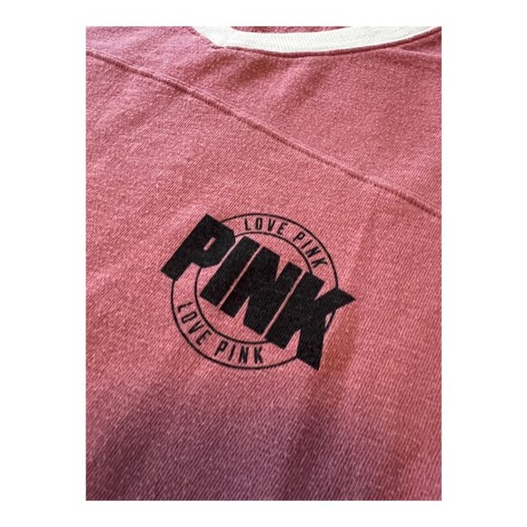 Victoria’s Secret PINK Varsity Long Sleeve Jersey Top Logo Women’s Large - Picture 3 of 5
